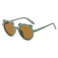 Cute bear ear shape children sunglasses in light green frame with amber lenses - Green Frame Tea Lens