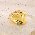 Polished gold heart ring on stone base featuring a minimalist wide band design - 18mm Gold Full Heart Style