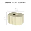 Boîte à mouchoirs crème en céramique avec texture ondulée et dimensions de 18,6cm - TP14-3 Boîte à Mouchoirs Ondulation Verticale Jaune Crème