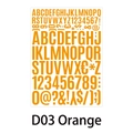Macro detail of orange vinyl letter and number stickers for mailboxes and cars - 210x290mm / Orange