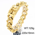 Men's punk rock skull chain bracelet in gold finish with heavy metal relief design - Gold (KB187686-KJX)