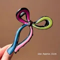 Vibrant 11cm bow hair claw clip in acrylic with bold multi-color block finish - Bowknot Style / 11cm / Pale Blue