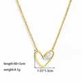 Elegant gold heart pendant necklace with white mother-of-pearl inlay and titanium chain - [XKN0236] White Shell Heart Necklace Gold