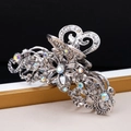 Molla per capelli vintage argento con strass colorati e design floreale traforato - Argento Antico