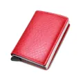 Red crocodile pattern RFID blocking automatic pop-up credit card holder for men - Snake Pattern Red