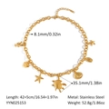 18K gold plated stainless steel necklace featuring starfish shell and turtle charms - Ocean Marine Life Multi-Charm Chunky Necklace (YYN025153)