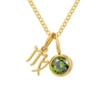 Collana Vergine in acciaio dorato con pendente tondo in cristallo verde - Agosto Verde Chiaro Vergine - Color Oro
