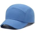 Sky blue five-panel canvas baseball cap with soft top and minimalist short brim - Sky Blue