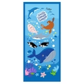 Sneldrogende microvezel strandlaken voor kinderen met navy blauwe oceaan dierenprint - 2391 Cartoon Oceaanleven