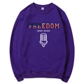 Unisex purple hoodie featuring Freedom graphic with flag pattern in a flat lay view - Purple