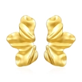 Pendientes de pétalos dorados irregulares en acero con textura metálica fluida - Forma de Flor / Dorado