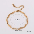 Pulsera vintage irregular geométrica en forma de S de acero inoxidable dorado mate - Estilo de onda esmerilado / Dorado