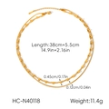 Detailed specs of double-layer gold heart and snake chain necklace with dimensions - Heart Link Chain Snake Chain Double Layer Style (HC-N40118)