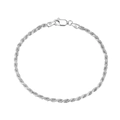 Pulsera de cadena de cuerda torcida de plata de ley 925 clásica con acabado pulido - Bañado en Platino Pulsera de Cadena de Cuerda de 2.3mm 3.18g 16.5cm