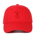 Red cotton baseball cap with embroidered Berserk brand of sacrifice logo - Red