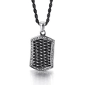 Colgante de hip hop en acero de titanio con textura radiante y borde de diamantes - Color Plata (KP96297)