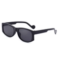 Retro black polygonal frame sunglasses with thick temples and dark grey lenses for UV protection - Black Frame Black Grey Lens
