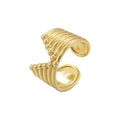 Close-up of golden metallic ear cuff featuring a beaded design and smooth fluid lines - Multi-layer Parallel Beaded Style (VJ561 Gold)