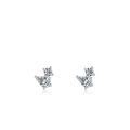 S925 Sterling Silber Wassertropfen Ohrstecker mit asymmetrischen klaren Zirkonias - 925er Silber / Silber
