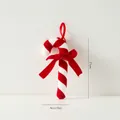 Red and white velvet candy cane ornament with a bow for Christmas tree decoration - 17cm Red Candy Cane