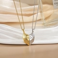 Detailed close-up of magnetic sun and moon heart necklaces with pavé zircon settings - Gold Silver Sun Moon Magnetic Set XL0490