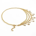 Gold multi-layer waist chain with O-chain links, vintage coins and paperclip pendants - Multi-layer Coin Pendant Style / Antique Gold