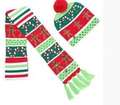 Christmas LED knitted hat and scarf set with gingerbread man and candy cane patterns - Candy Cane Dwarf-Set