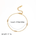 18k gold plated stainless steel anklet featuring three rectangular white zircon stones - Rectangle Rhinestone Style (TA8038)