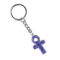 Silver Ankh keychain with blue amethyst stone pendant featuring Egyptian life symbol - Blue Sodalite