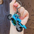Blauer Miniatur Motorrad Schlüsselanhänger mit realistischen Details und Metallclip - Blau