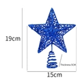 Blue glitter star tree topper with 19cm height and spiral base for Christmas decor - 15CM / Blue