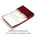 Burgundy velvet heart pearl necklace display box with double snap closure 18.5x18.5cm - Burgundy Heart Pearl Necklace Box