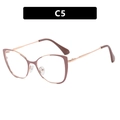 Cat-Eye-Brillengestell in Dunkelbraun und Roségold mit Metallbügeln, Modell C5 - Lila