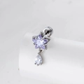 Silver star piercing stud with purple zircon star and clear teardrop crystal pendant - A690-5# Blue-Purple (Single Piece)