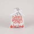 Christmas drawstring gift bag in white and red with reindeer and snowflake patterns - Christmas White (16*24cm)