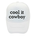Cappellino trucker bianco con ricamo Cool It Cowboy e rete posteriore traspirante - Bianco