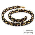 Two-tone gold and black Byzantine chain necklace, 550x8mm stainless steel jewelry - 8mm Black Gold