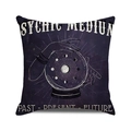 Close-up of Halloween psychic medium cushion cover with mystic print and text - Psychic Medium Lettering