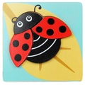 Wooden ladybug puzzle for toddlers, colorful animal peg board for early learning - 3D Jigsaw-Colored Ladybug (JM立体-彩底瓢虫)