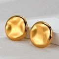 Fashionable 18K gold-plated stainless steel earrings with unique hammered metal texture - Melted Texture Style (JZE793)