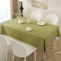 Modern rectangular pure green waterproof faux leather tablecloth for dining tables - Olive Green