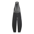 Tuta nera scintillante con paillettes e scollo all'americana con gamba ampia - XS / Grigio Piombo