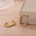 Minimalistische 18K vergulde roestvrijstalen C-vormige kraaloorbellen voor dames - Goud