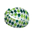 Elastic St. Patrick's Day green argyle yoga headband with a decorative stylish knot - FC11-17 Green White Argyle