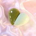 Lot de deux éponges de maquillage vertes en boîte cœur sur soie rose élégante - Cœur Vert Haricot/Sac OPP