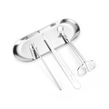 Silver stainless steel candle accessory set with trimmer, snuffer, hook, and oval tray - Silver 4-Piece Set (Tube)