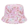 Detail of pink kid's bucket hat with colorful unicorn and diamond pattern print - Light Pink - Diamond Unicorn