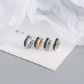 Details von S925 Silber Creolen Set mit blauen quadratischen Zirkonia Steinen besetzt - Blauer Zirkonia Vergoldeter Stil