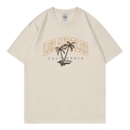Women's beige loose fit cotton T-shirt featuring Los Angeles surf graphic and crew neck - Beige