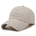 Beige vintage washed denim baseball cap with FUHHA letter embroidery for outdoor sun protection - Adjustable / Light Beige